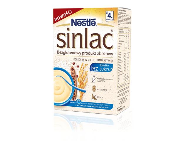 Nestle Sinlac Bezglutenowy produkt zbożowy bez dodatku cukru interakcje ulotka proszek  300 g