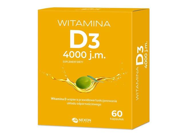 Nexon Pharma Witamina D3 4000 j.m. interakcje ulotka kapsułki  60 kaps.