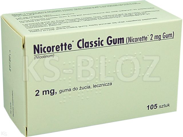 Nicorette Classic Gum interakcje ulotka guma do żucia lecznicza 2 mg 