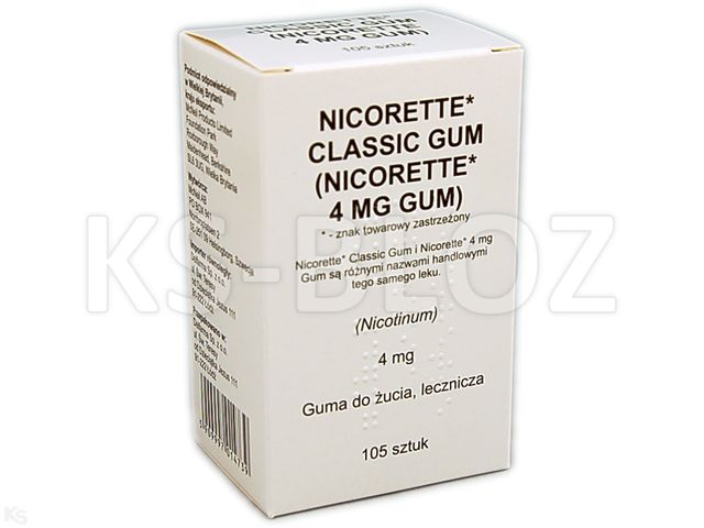 Nicorette Classic Gum interakcje ulotka guma do żucia lecznicza 4 mg 105 szt.