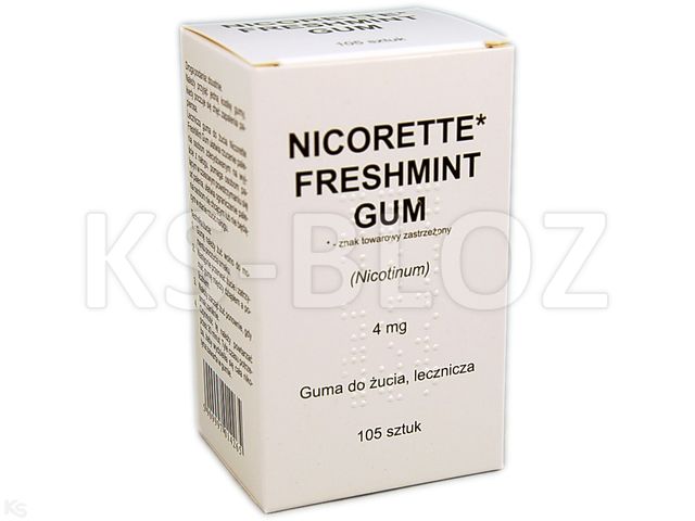 Nicorette Freshmint Gum interakcje ulotka guma do żucia lecznicza 4 mg 105 szt.