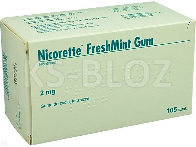 Nicorette Freshmint Gum interakcje ulotka guma do żucia lecznicza 2 mg 105 szt. | 7blist.x15szt.