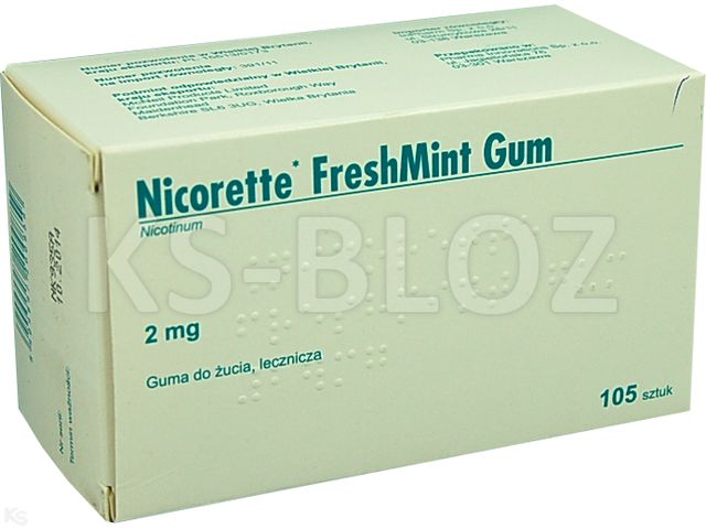 Nicorette Freshmint Gum interakcje ulotka guma do żucia lecznicza 2 mg 105 szt. (7 blist. po 15 szt.)