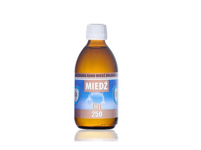 Niejonowa Nano-Miedź Koloidalna Cu 250 interakcje ulotka płyn - 300 ml (but.)