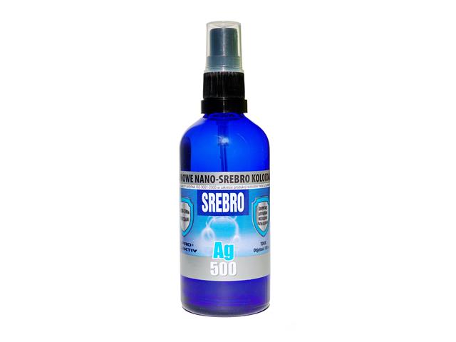 Niejonowe Nano-Srebro Ag 500 interakcje ulotka płyn do stosowania na skórę - 100 ml (but.z atomizer.)