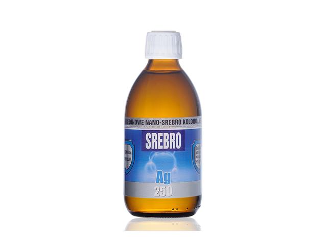Niejonowe Nano-Srebro Koloidalne Ag 250 interakcje ulotka płyn do stosowania na skórę - 300 ml (but.)