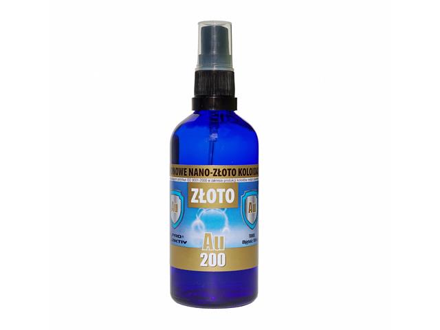 Niejonowe Nano-Złoto Koloidalne Au 200 interakcje ulotka płyn do stosowania na skórę - 100 ml (but.z atomizer.)