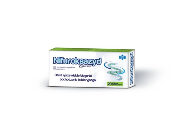 Nifuroksazyd Polfarmex interakcje ulotka tabletki powlekane 200 mg 20 tabl.