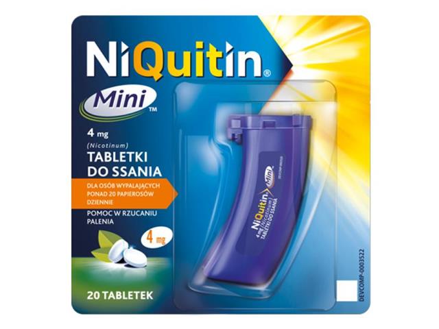 Niquitin Mini interakcje ulotka tabletki do ssania 4 mg 20 tabl.