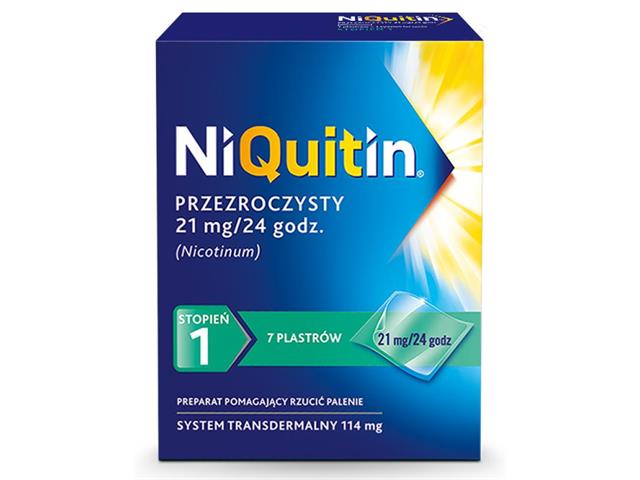 Niquitin Przezroczysty interakcje ulotka system transdermalny,plaster 21 mg/24h (0,114 g) 7 plast. (po 22 cm2)