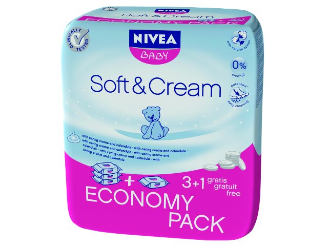 Nivea Baby Soft & Cream Chusteczki nawilżane interakcje ulotka chusteczka - 4 op. po 63 szt.