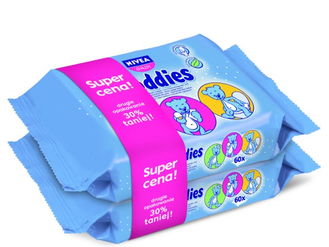 Nivea Baby Toddies Chusteczki nawilżające 2x60 interakcje ulotka chusteczka - 2 op.