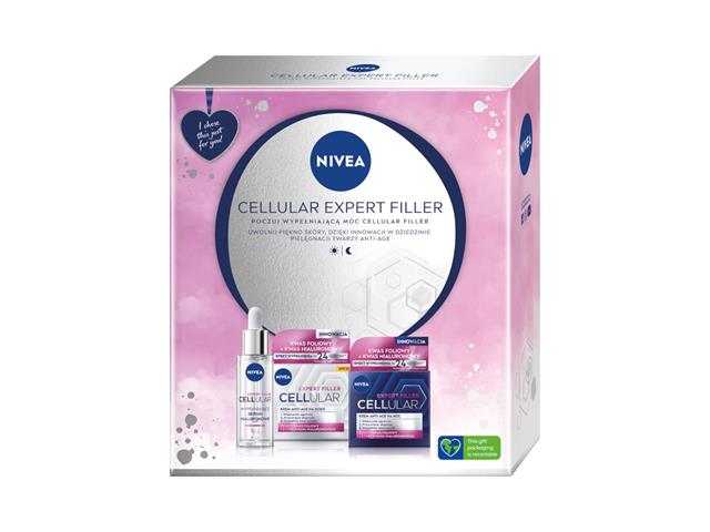 NIVEA Zestaw Świąteczny CELLULAR EXPERT FILLER 2023 Krem p/zmarsz.n/noc+Krem p/zmarsz.n/dzień+Serum interakcje ulotka   50 ml | + 50 ml + 30 ml