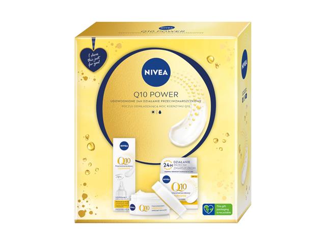 NIVEA Zestaw Świąteczny Q10 POWER 2023 Krem p/zmarszcz.n/dzień + Krem p/zmarszcz.p/oczy interakcje ulotka zestaw  50 ml