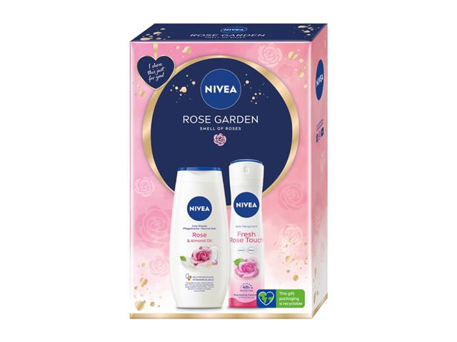 NIVEA Zestaw Świąteczny ROSE GARDEN 2023 Żel p/prysznic + Antyperspirant spray interakcje ulotka zestaw - 250 ml + 150 ml