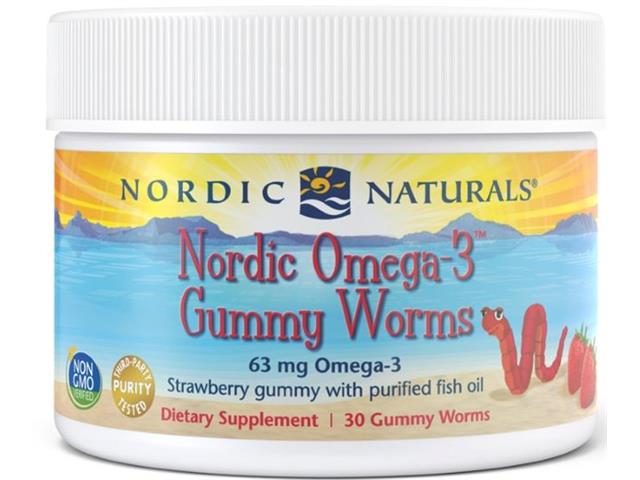 Nordic Naturals Omega 3 Gummy Worms 63 mg strawberry interakcje ulotka żelki  30 szt.
