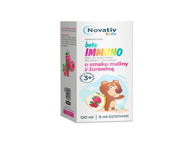 Novativ Kids Beta Immuno o smaku maliny z żurawiną interakcje ulotka płyn  120 ml