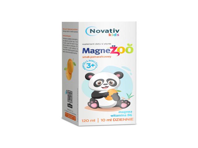 Novativ Kids Magnezoo Płyn o smaku pomarańczowym interakcje ulotka   120 ml