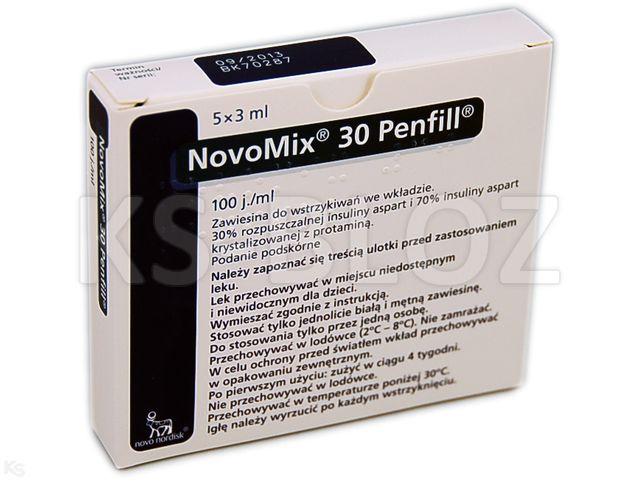 NovoMix 30 Penfill interakcje ulotka zawiesina do wstrzykiwań 100 j.m./ml 5 wkł. po 3 ml