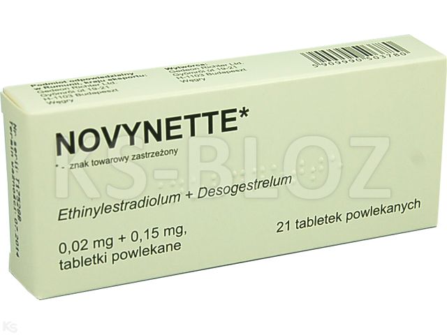 Novynette interakcje ulotka tabletki powlekane 20mcg+150mcg 21 tabl.