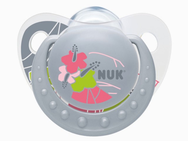 Nuk Adore Trendline Smoczek z uchwytem silikonowy hawajski 735420 6-18 miesięcy interakcje ulotka smoczek - 1 szt. (blist.)