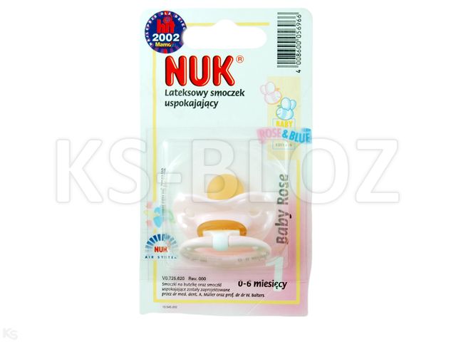 Nuk Baby Rose Smoczek motywacyjny lateksowy 725620 0-6 miesięcy interakcje ulotka smoczek - 1 szt.