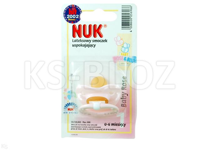 Nuk Baby Rose Smoczek motywacyjny lateksowy 725620 0-6 miesięcy interakcje ulotka smoczek  1 szt.