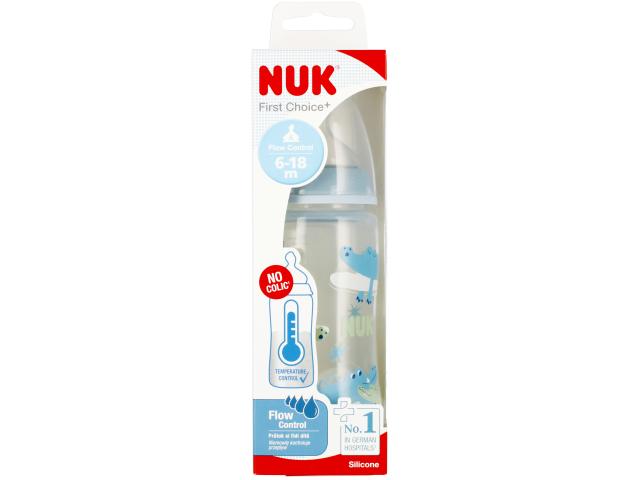 Nuk First Choice+ butel. 300 ml z wskaźnikiem temperatury silikonowa nieb. 10741103 6-18 mies. interakcje ulotka butelka - 1 szt.