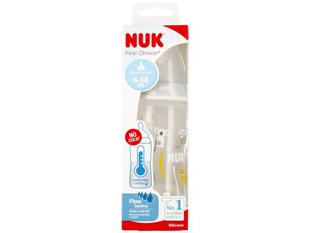 Nuk First Choice+ butel. 300 ml z wskaźnikiem temperatury silikonowa popielata 10741103 6-18 mies. interakcje ulotka butelka - 1 szt.