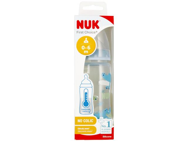 Nuk First Choice+ Butelka 300 ml ze wskaźnikiem temperatury niebieska 10741926 0-6 miesięcy interakcje ulotka butelka - 1 szt.