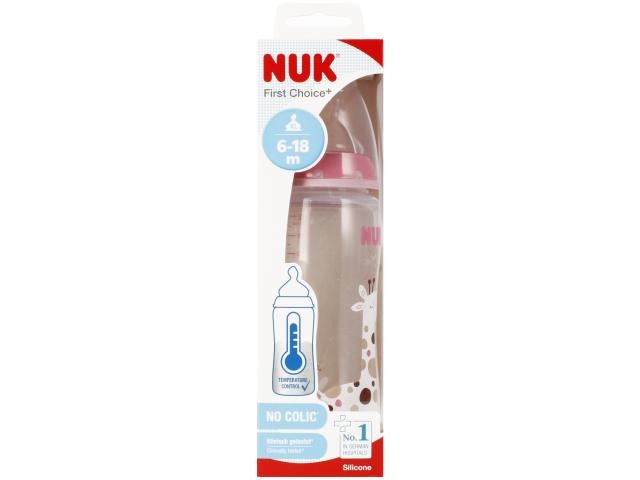 Nuk First Choice+ Butelka 360 ml ze wskaźnikiem temperatury różowa 10216248 6-18 miesięcy interakcje ulotka butelka - 1 szt.