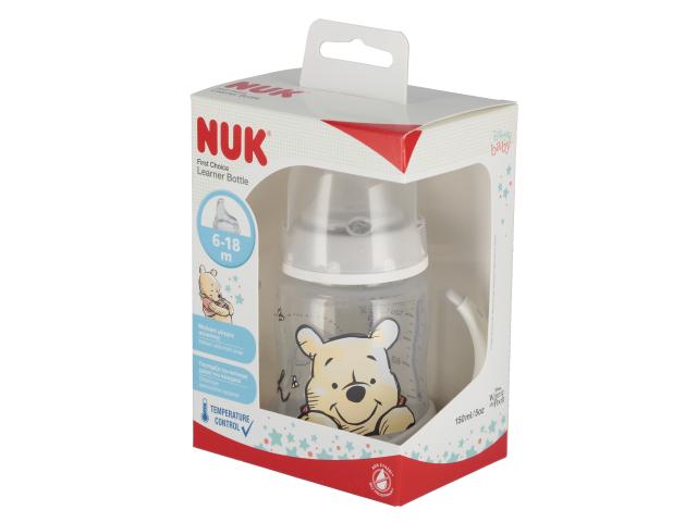 Nuk First Choice Kubuś Butelka 150 ml z uchwytem popielata 10743945 6 m+ interakcje ulotka butelka - 1 szt.