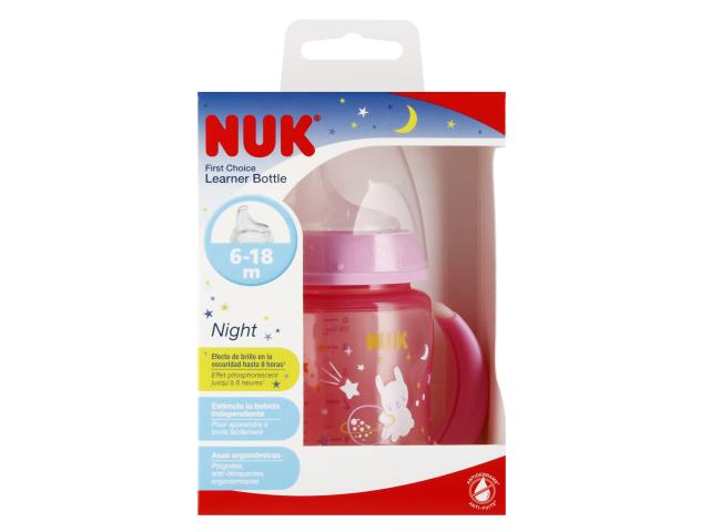 Nuk First Night Butelka 150 ml z uchwytem różowa 10743998 6-18 miesięcy interakcje ulotka butelka - 150 ml