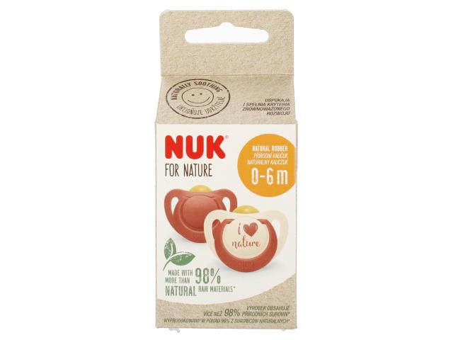 Nuk For Nature Smoczek uspokajający lateksowy czerwony/beżowy 10726081 0-6 miesięcy interakcje ulotka smoczek - 2 szt.
