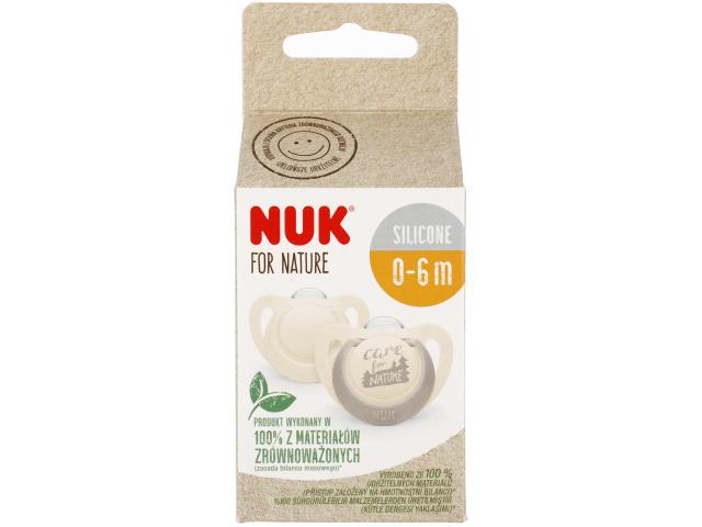 Nuk For Nature Smoczek uspokajający silikonowy popielaty 10730763 0-6 miesiąca interakcje ulotka smoczek - 2 szt.