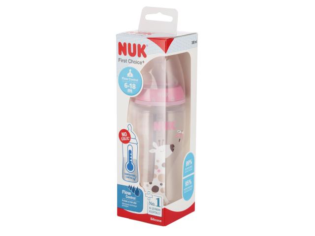 Nuk Frist Choice+ Butelka 300 ml z wskaźnikiem temperatury różowa 10741103 6-18 m interakcje ulotka butelka - 300 ml