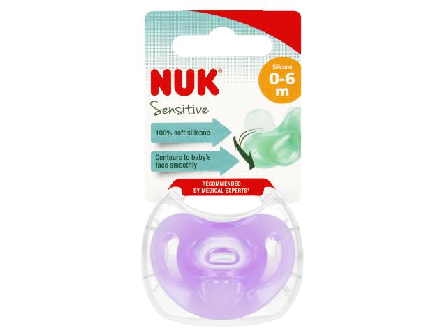 Nuk Sensitive Smoczek uspokajający silikonowy fiolet 10729139 0-6 miesięcy interakcje ulotka smoczek - 1 szt.