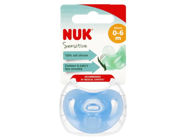 Nuk Sensitive Smoczek uspokajający silikonowy niebieski 10729139 0-6 miesięcy interakcje ulotka smoczek - 1 szt.