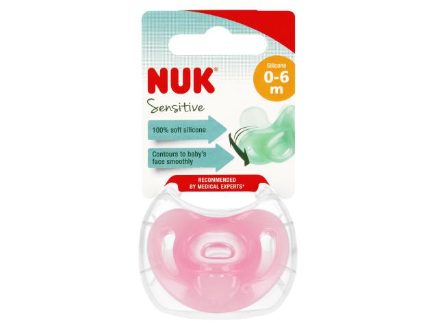 Nuk Sensitive Smoczek uspokajający silikonowy różowy 10.729.139 0-6 miesięcy interakcje ulotka smoczek - 1 szt.