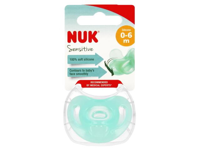 Nuk Sensitive Smoczek uspokajający silikonowy zielony 10729139 0-6 miesięcy interakcje ulotka smoczek - 1 szt.