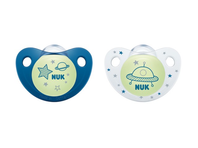 NUK Smoczek uspokajający silikonowy 0-6 m-cy NIGHT&DAY BOY 730043B. interakcje ulotka smoczek - 1 szt.