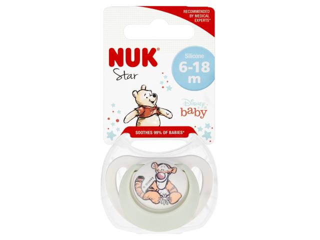 Nuk Smoczek uspokajający silikonowy Star tygrysek 10736939 6-18 m interakcje ulotka smoczek - 1 szt.