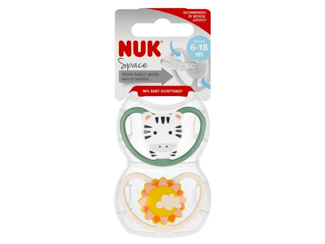 Nuk Space Smoczek uspokajający silikonowy 10736366 6-18 m interakcje ulotka smoczek - 2 szt.