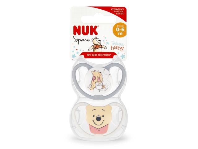 Nuk Space Smoczek uspokajający silikonowy kubuś puchatek 10730907 0-6 miesięcy interakcje ulotka smoczek - 2 szt.