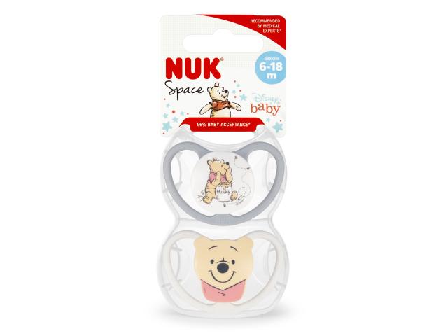 Nuk Space Smoczek uspokajający silikonowy kubuś puchatek 10736941 6-18 miesięcy interakcje ulotka smoczek - 2 szt.