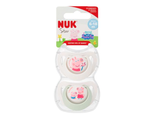 Nuk Star Peppa Pig Smoczek uspokajający silikonowy 10176335 6-18 miesięc interakcje ulotka smoczek - 2 szt.