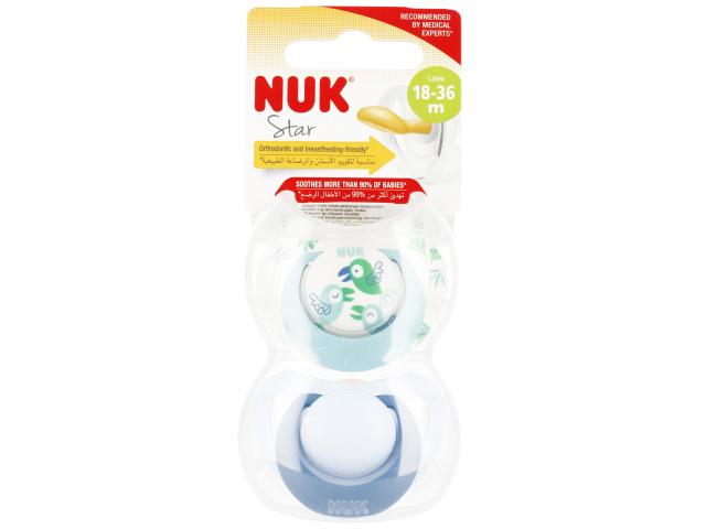 Nuk Star Smoczek uspokajający lateksowy niebieski/zielony 10737046 18-36 miesięcy interakcje ulotka smoczek - 2 szt.