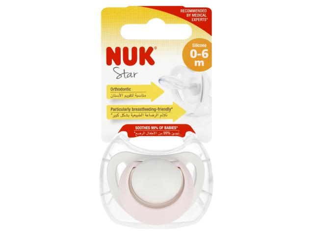 Nuk Star Smoczek uspokajający silikonowy 10730717 0-6 miesięcy interakcje ulotka smoczek - 1 szt.