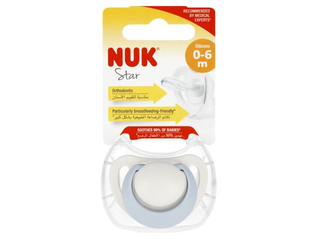 Nuk Star Smoczek uspokajający silikonowy niebieski 10730717 0-6 miesięcy interakcje ulotka smoczek - 1 szt.