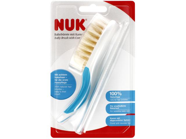 Nuk Szczotka z grzebieniem dla niemowląt niebieska 10256236 interakcje ulotka szczotka - 1 op.